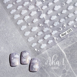 1pc 3D Cloud Moon Design Nail Art Stickers Ultra Thin Self Adhesive Nail Art Decals White Clouds Nail Art Decoration Supplies *N (Online Order Only)