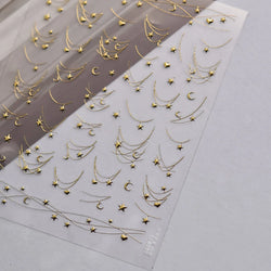 Star Moon Love Heart Curved Line Arc Dreamy Necklace Hanging in The Air Starry Night Adhesive Nail Art Stickers Manicure Decals (ONLINE ORDER ONLY)
