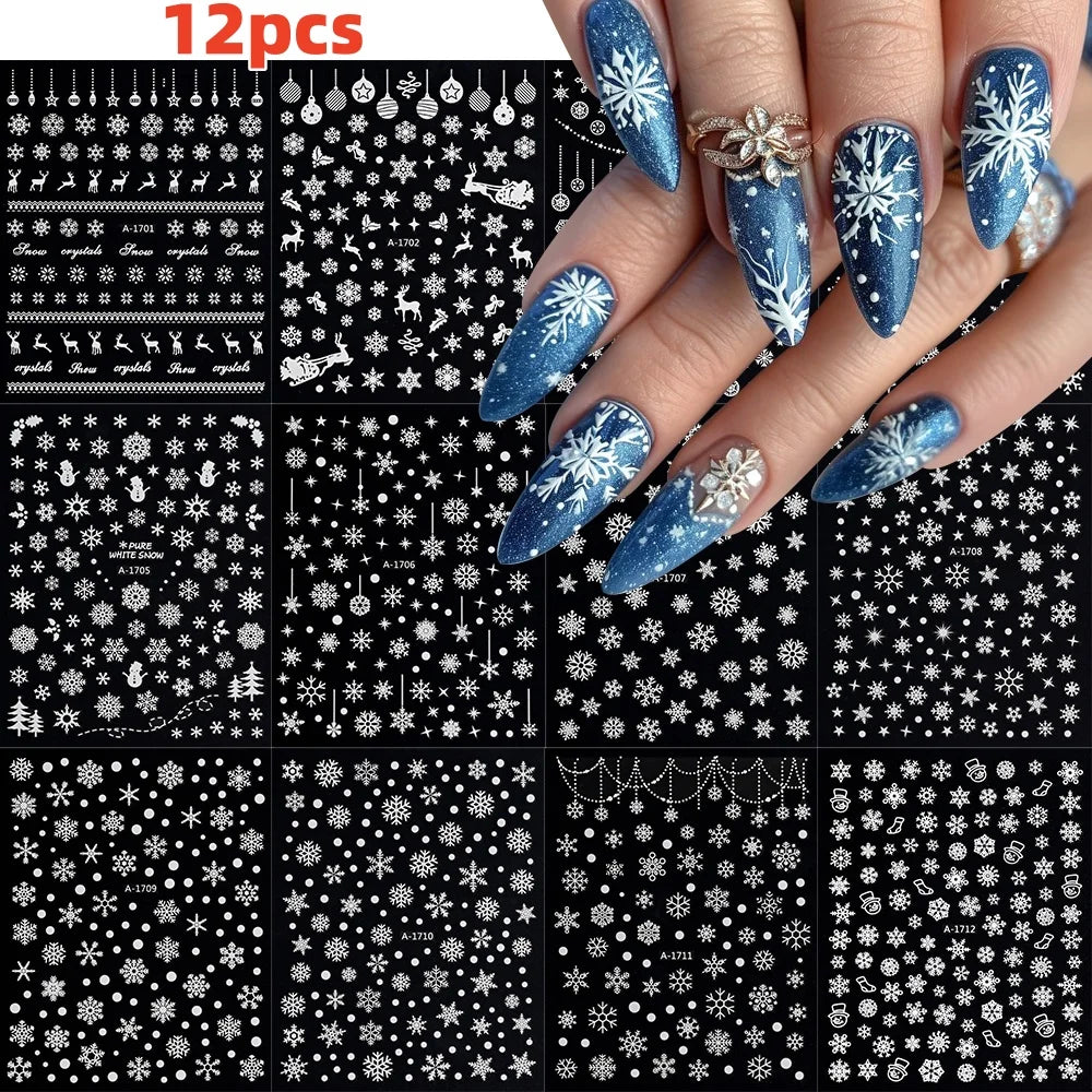 12Pcs 3D Golden Red Glitter Heart Love Nail Sticker Valentine Self Adhesive Cartoon Decal Geometry Lines Stripe Slider Manicure* (ONLINE ORDER ONLY)
