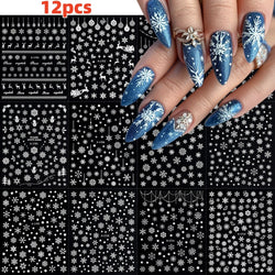12Pcs 3D Golden Red Glitter Heart Love Nail Sticker Valentine Self Adhesive Cartoon Decal Geometry Lines Stripe Slider Manicure* (ONLINE ORDER ONLY)