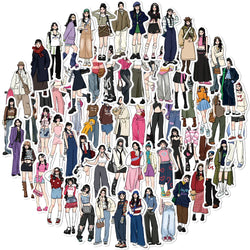 65pcs Fashion Mocha Girl Album Sticker Diy Computer Phone Scrapbooking Stickers Student Stationery Arts Crafts (ONLINE ORDER ONLY)