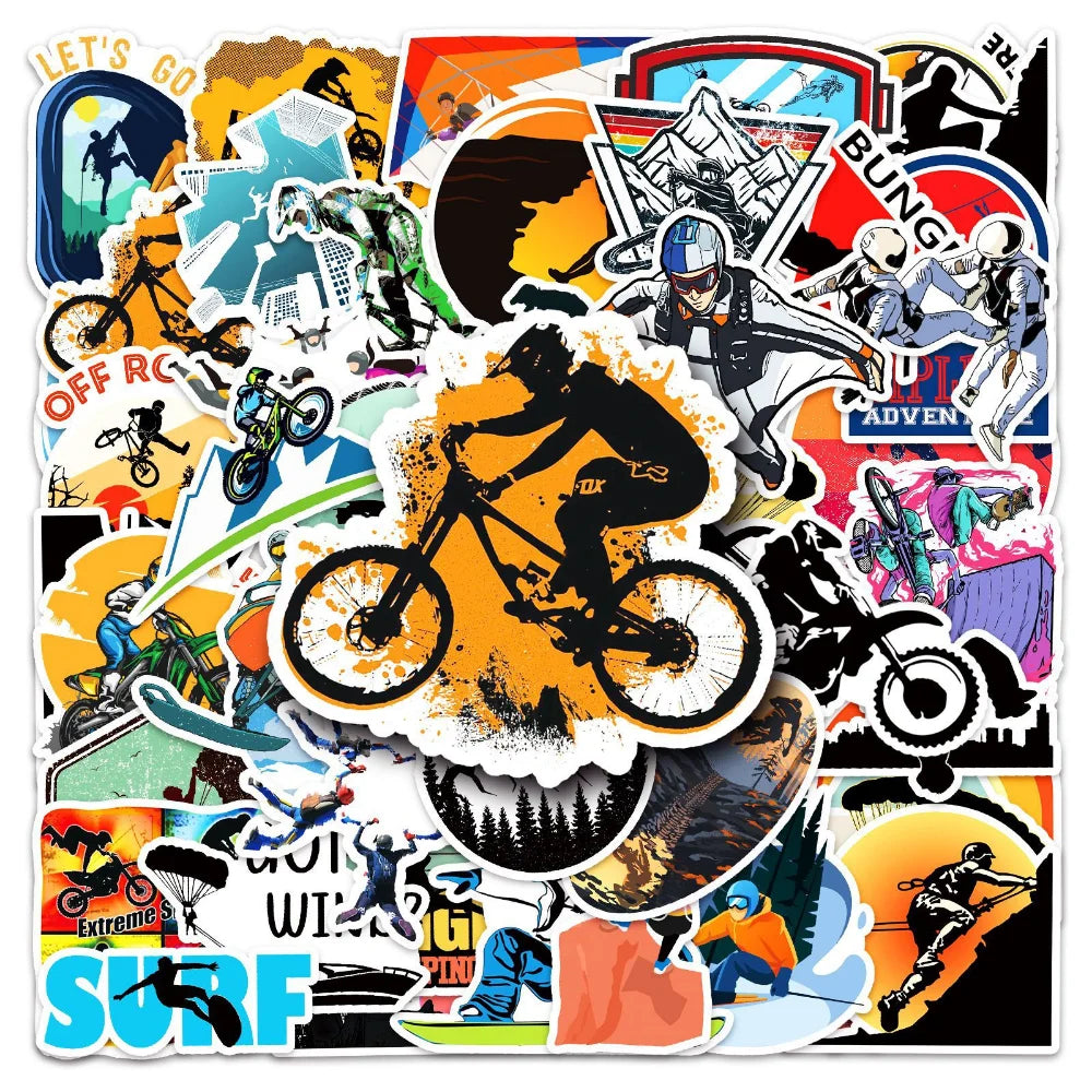 50Pcs Extreme Sport Sticker Graffiti Adventure Boys Skateboard For Case Laptop Car Bike Helmet Motocross Decal Stickers (ONLINE ORDER ONLY)