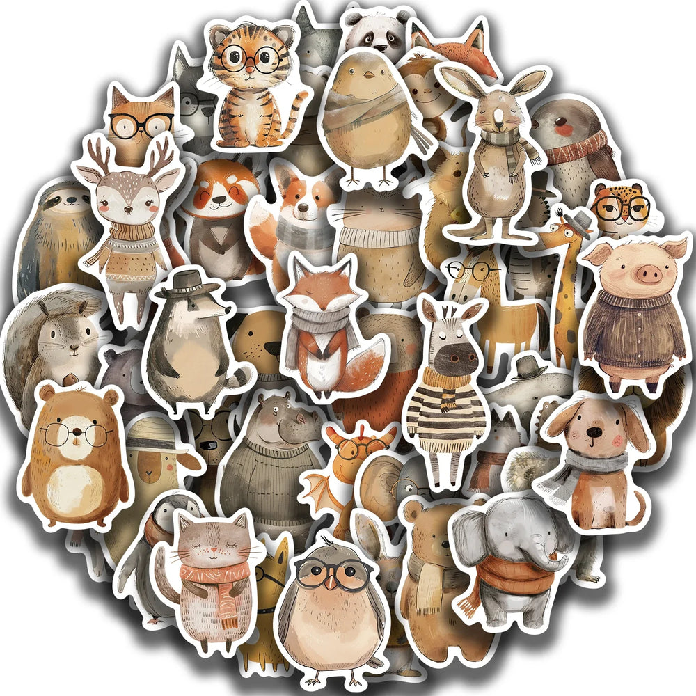 50PCS Funny Cute Animals Stickers For Cup Stationery Guitar Phone Bicycle Laptop Luggage Car Graffiti Kids Toys Cartoon Decals (ONLINE ORDER ONLY)