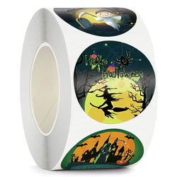 100-500pcs Halloween Pumpkin Witch Self Adhesive Paper Stickers Candy Bags Box Gift Packaging Sealing Sticker Labels (ONLINE ORDER ONLY)