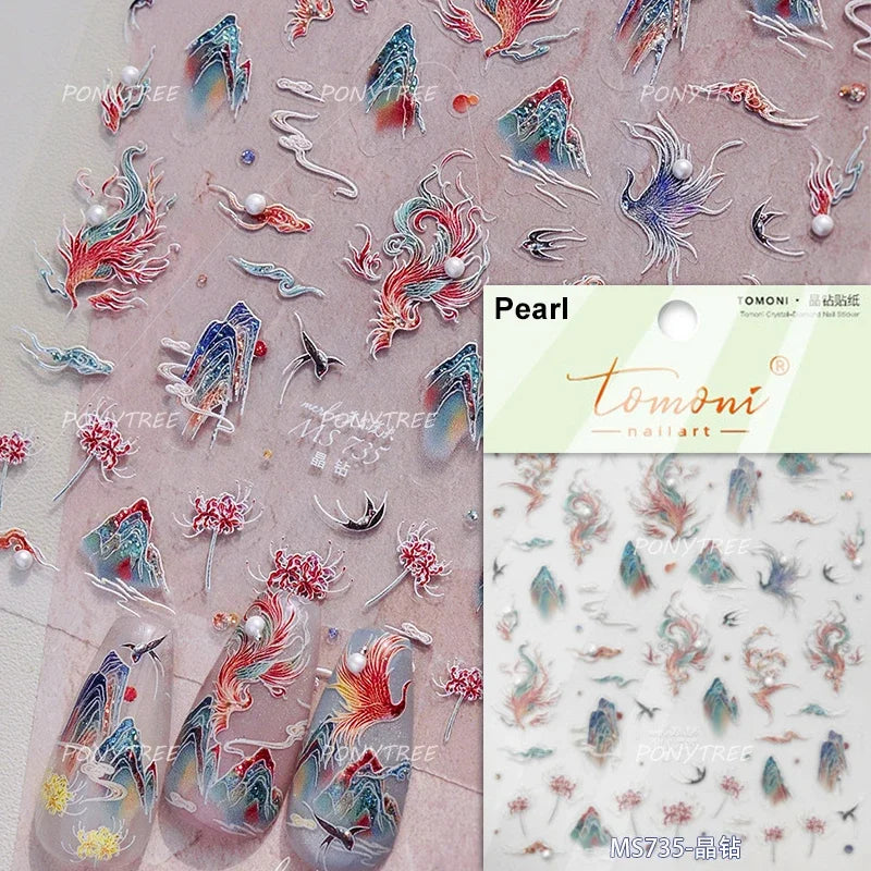 Fireworks Bloom Romantic Starry Sky Goldfish Metallics Color Gradient Self Adhesive Nail Art Stickers Halo Dyeing Manicure Decal (ONLINE ORDER ONLY)