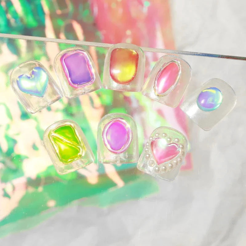 10/11/16Pcs Vibrant Aurora Holographic Nail Foils Ice Cube Cellophane Laser Jewelry Candy Nail Stickers Chameleon Manicure Decor (ONLINE ORDER ONLY)
