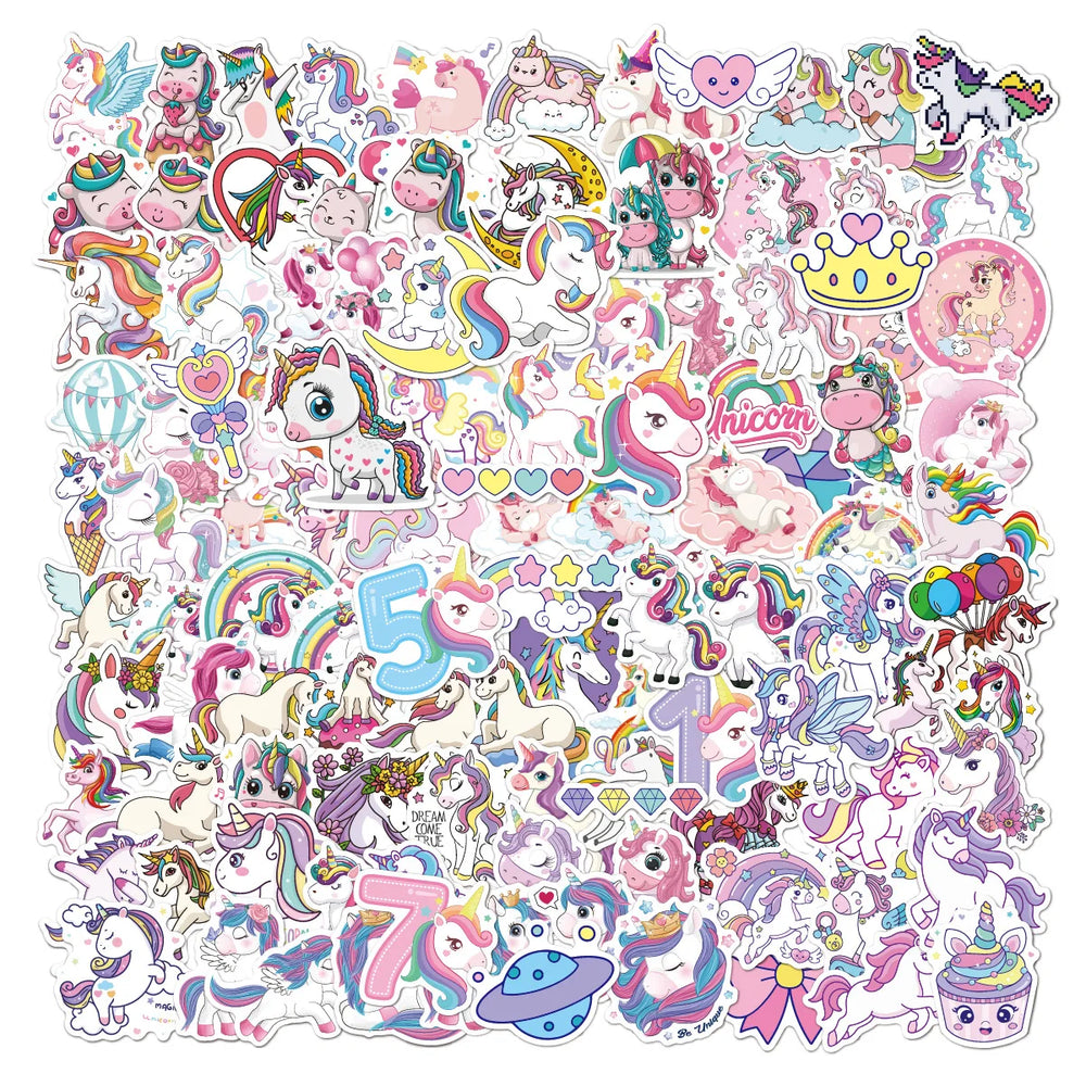 Unicorn Stickers Set: Cute Cartoon Decals for Phone, Laptop, Luggage, Skateboard, Kids (ONLINE ORDER ONLY)