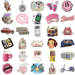 65pcs Retro Millennium Girls Kawaii Stickers Funny Cute Style Decals For Girls Suitcase Phone Guitar Stickers Kids Toys (ONLINE ORDER ONLY)
