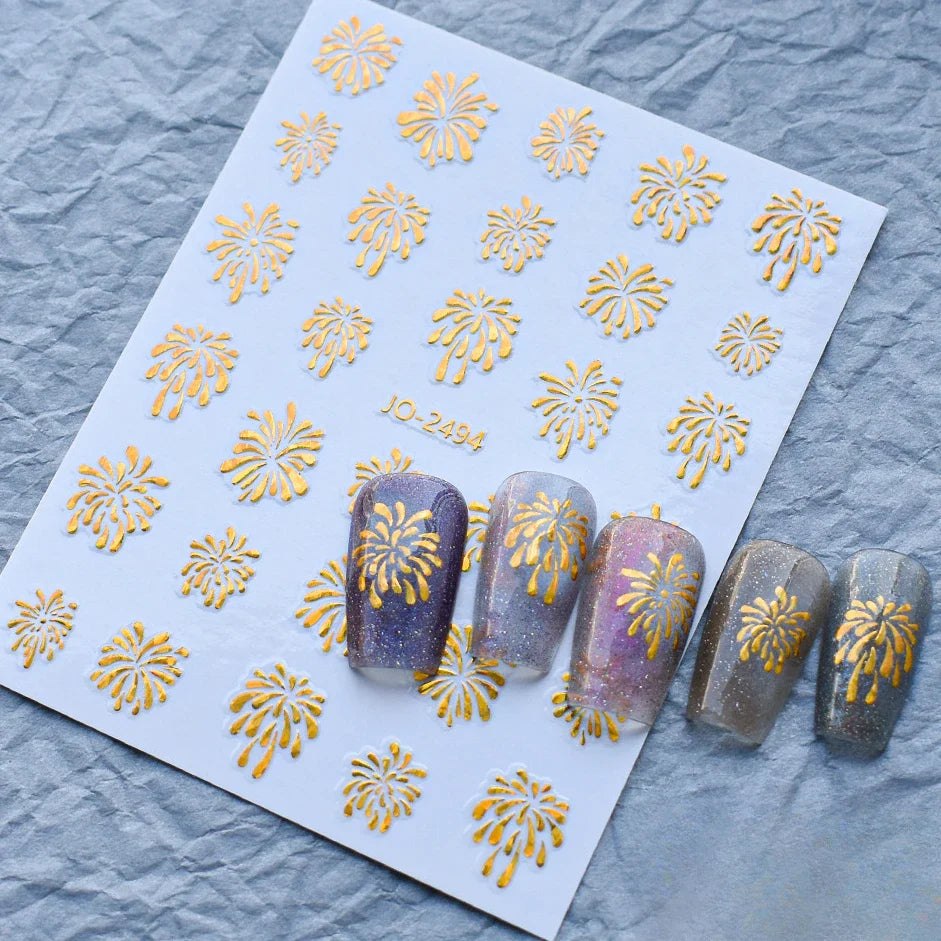 Shiny Laser Constellation Totem Pink Blue Gold Silver Shell Starfish Moon Star 3D Self Adhesive Nail Art Sticker Manicure Decals (ONLINE ORDER ONLY)