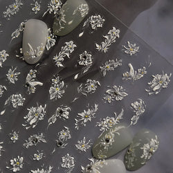Petal Numerous Flowers Luxuriant Plant Garden Yellow Stamen Charming 5D Soft Relief Adhesive Nail Art Sticker 3D Manicure Decals (ONLINE ORDER ONLY)