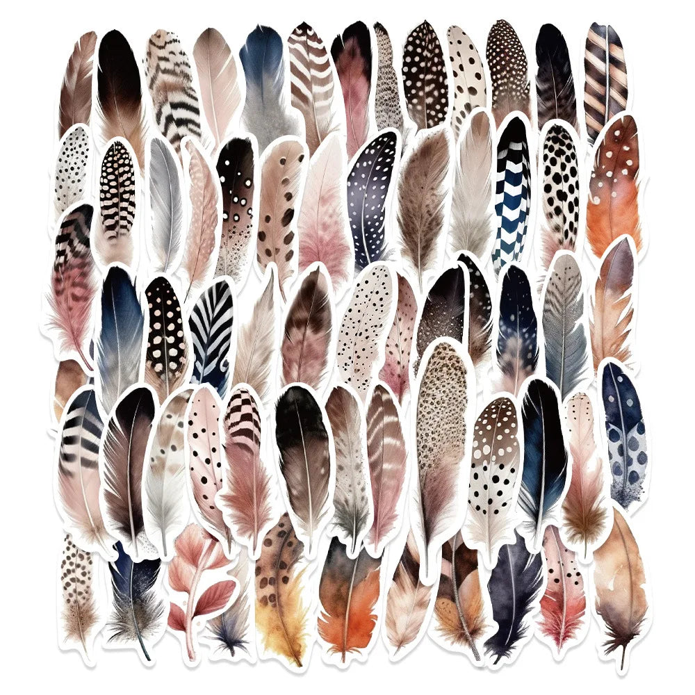 10/64PCS  Feather Decor Kawaii Small Diary Travel Paper Stickers Book Journal Label Sticker Back to School Supplies (ONLINE ORDER ONLY)