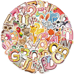 50pcs Cute Funny Alphanumeric Cartoon Stickers DIY For Scrapbooking Guitar Snowboard Motorcycle Luggage Toy Sticker Decals (ONLINE ORDER ONLY)