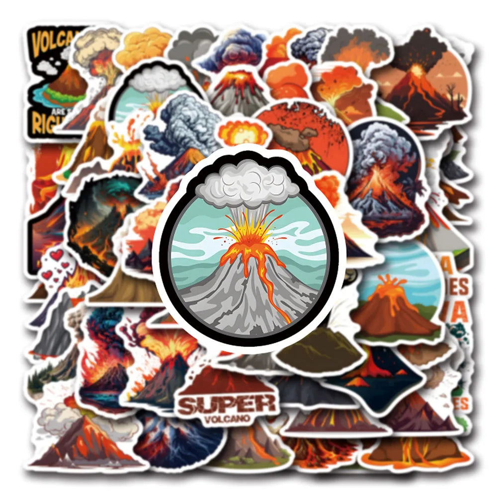 Volcano Stickers Pack: Cartoon, DIY, Skateboard, Laptop, Luggage, Bike, Kids, Graffiti Decals (ONLINE ORDER ONLY)