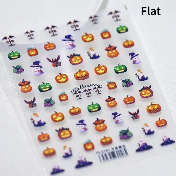 Cat Eye Shiny Blue Purple Spider Cross Love Heart Star Snake Web Jelly Thrilling Nail Art Stickers Manicure Decals Halloween (ONLINE ORDER ONLY)
