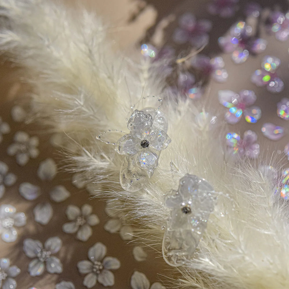 Vigour Crystal Flower Peach Blossom Garden Springtime Petal Self Adhesive Nail Art Stickers Chic Jelly Rhinestone Manicure Decal (ONLINE ORDER ONLY)