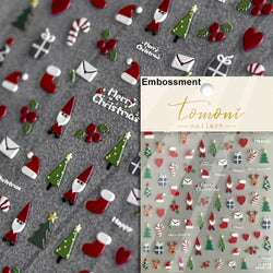 Black White Christmas Tree Snowflake Bowknot Snowman Socks Star Santa Hat Deer Rhinestone Winter Nail Art Sticker Manicure Decal (Online Order Only)