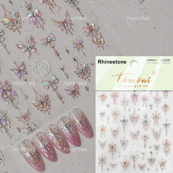 Charming Butterfly Candle Holder Candlestick Chic Rose Flower Romantic Self Adhesive Nail Art Stickers Rhinestone Manicure Decal (ONLINE ORDER ONLY)