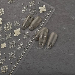 Gold Stamped Silver Totems Geometric Patterns Figure 5D Self Adhesive Nail Art Stickers Stars Bohemia Manicure Decals Wholesale (Online Order Only)