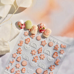 Bowknot Glove Socks Elk House Gingerbread Man Self Adhesive Nail Art Stickers Snowflake Christmas Tree Rhinestone Manicure Decal (Online Order Only)
