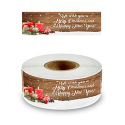 120pcs/roll Rectangle Merry Christmas Sticker Holiday Party Gift Decoration Sealed Envelope Stickers Happy New Year Baking Label (ONLINE ORDER ONLY)