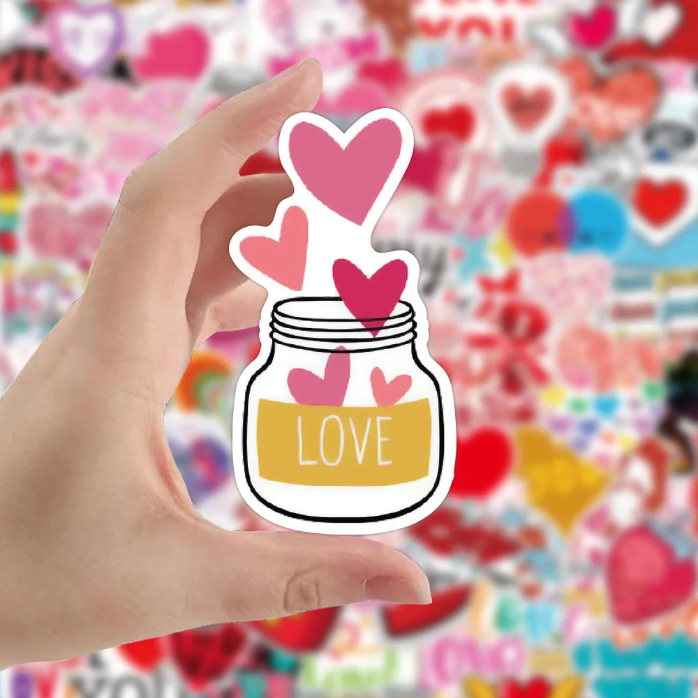 50pcs Valentine's Day Love Cartoon Stickers Waterproof Decorative for Luggage Phone Car Kids (Online Order Only)