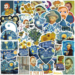 40/50Pcs Van Gogh Artist Oil Painting Style Art Pattern Sticker for Laptop Phone Guitar Suitcase Notebook Motorcycle Car Sticker (ONLINE ORDER ONLY)