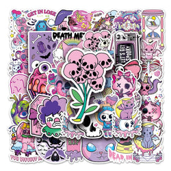 50Pcs Cute Pink Cartoon Waterproof Vinyl Stickers for Skateboard Snowboard (Online Order Only)