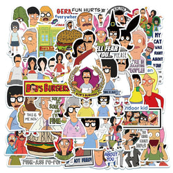50pcs Bob's Burgers Stickers for Laptop, Phone, Car, Scooter, Suitcase, Water Bottle, Refrigerator (ONLINE ORDER ONLY)