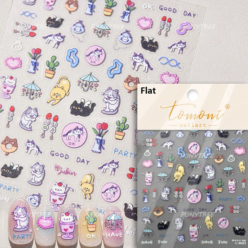 Worker's Speech Chinese Characters Abstract Comics Vivid Patterns Adhesive Nail Art Stickers Satirical Writing Manicure Decals (Online Order Only)
