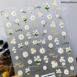 Vivid Honey Bee Ribbon Bowknot Pot Daisy Wreath Flower Shining Tulip Honeycomb Jar Self Adhesive Nail Art Sticker Manicure Decal (ONLINE ORDER ONLY)