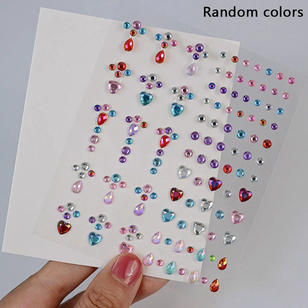 1pc Star-Shaped Rhinestone Sticker Sparkling Acrylic Rhinestone Face Decals Butterfly & Floral Designs for Party/Stage/Festivals (ONLINE ORDER ONLY)