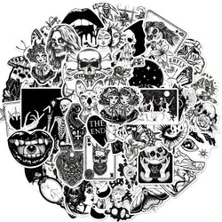 50pcs Gothic Skull Stickers for Teens, Cool Punk Horror Stickers for Laptop and Luggage (Online Order Only)