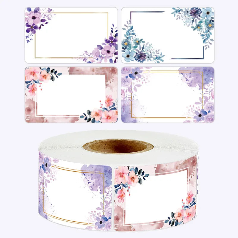 250pcs 3*5CM Flowers Name Labels Kitchen Blank Handwritten Date Stickers Refrigerator Freezer Food Storage Small Business (ONLINE ORDER ONLY)