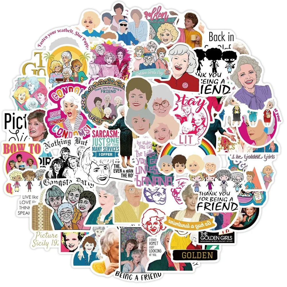 10/50PCS Fashion Stay Golden Girl Stickers Graffiti Waterproof DIY Snowboard Helmet Laptop Car Styling Vinyl Sticker Decal Gift (Online Order Only)