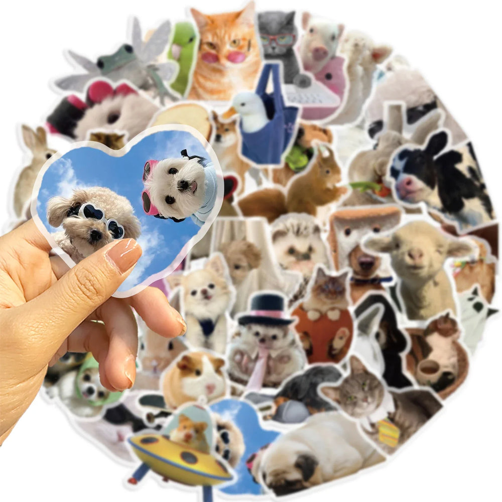 50PCS Cute Pets Cartoon Animals Sticker For Luggage Laptop Cup Skateboard Journal Gift Waterproof PET Sticker ﻿ (Online Order Only)