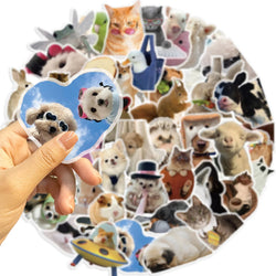 50PCS Cute Pets Cartoon Animals Sticker For Luggage Laptop Cup Skateboard Journal Gift Waterproof PET Sticker ﻿ (Online Order Only)