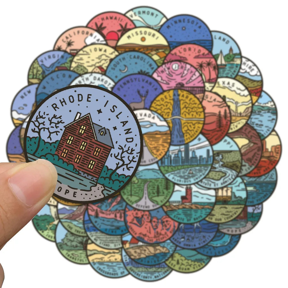 10/50Pcs Famous Scenery 50 states Stickers DIY Toys Stationery Case Skateboard Laptop Guitar Pegatinas Decals Stickers (ONLINE ORDER ONLY)