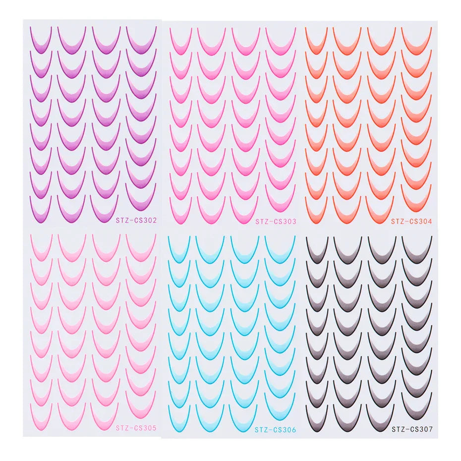 6pcs French Manicure Sticker Gradient Stripe Lines Sliders For Nails Ombre Designs Self-Adhesive Nail Art Decals DIY Decoration (Online Order Only)