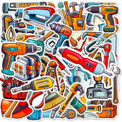 Cartoon Tool Stickers 10/25/50pcs for DIY Scrapbook, Water Bottle, Phone, Laptop, Guitar Decal (Online Order Only)