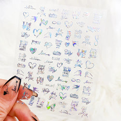 1PC Heart Love Design 3D Nail Art Sticker English Letter Self-Adhesive Slider Valentine's Day DIY Manicure Tips Accessories Tool (ONLINE ORDER ONLY)