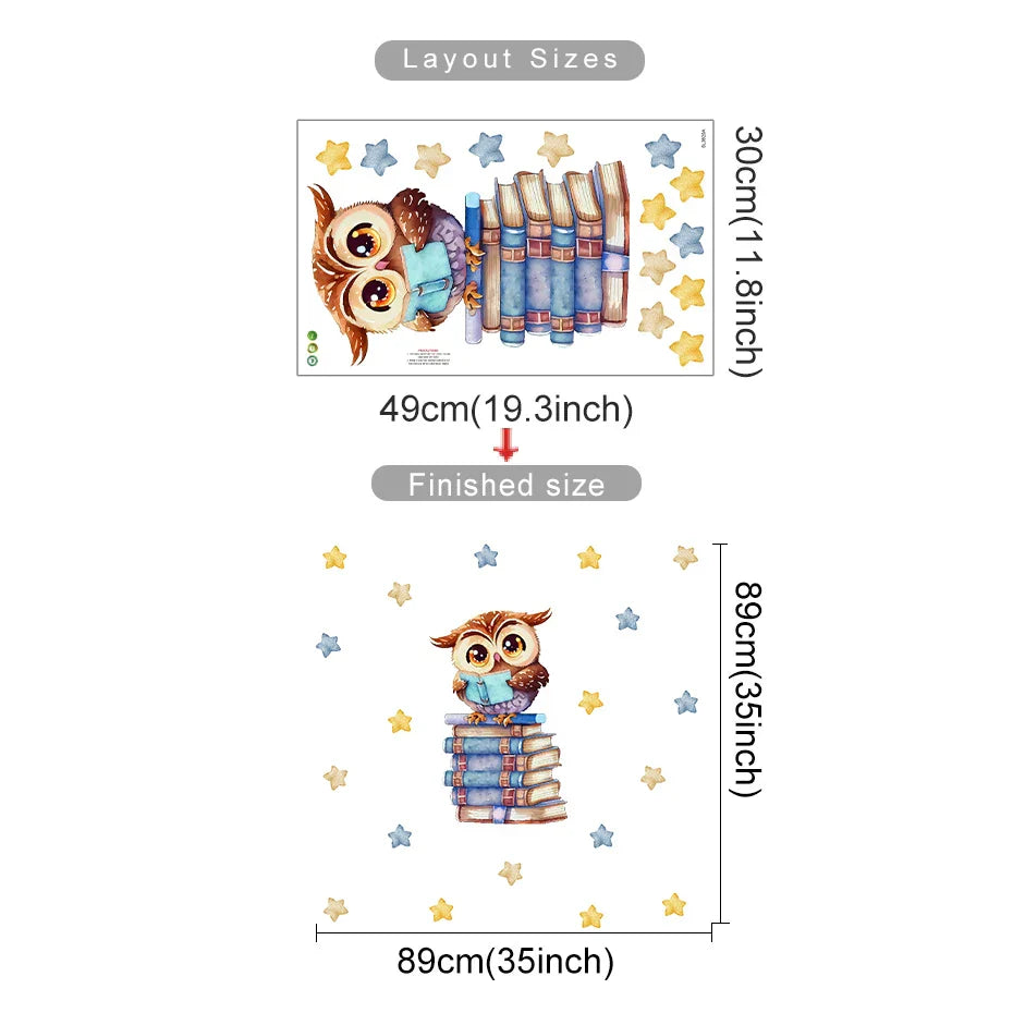 Cartoon Owl Wall Stickers for Kids Room Decoration (Online Order Only)