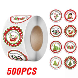 100-500Pcs Merry Christmas Stickers Xmas Envelope Seal Stickers for Christmas Decoration, Wedding Party, Holiday Gift Package (ONLINE ORDER ONLY)