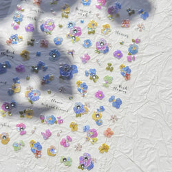 Colorful Embroidery Peony Pearl Full-blown Flower Rhinestone Chinese Luxury Relief Self Adhesive Nail Art Sticker Manicure Decal (Online Order Only)