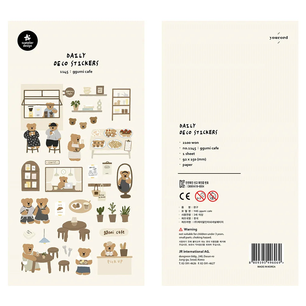 Korean Import Original Suatelier Daily Stickers Scrapbooking Diy Journal Stationery Sticker Children Decor Art Supply (Online Order Only)