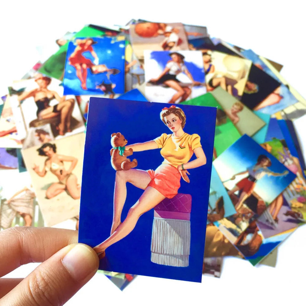 10/30/50/100pcs Retro Girl Pin Up Girls Stickers Skateboard Motorcycle Laptop Luggage Phone Guitar Car Cool Waterproof Sticker (ONLINE ORDER ONLY)