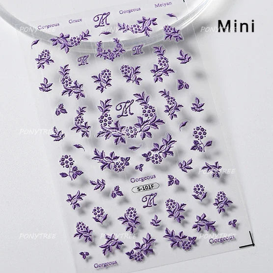Antique Changle Flower Chrysanthemum Jade Pendant Feathers Green Leaf Adhesive Nail Art Stickers Flat Embossment Manicure Decals (Online Order Only)