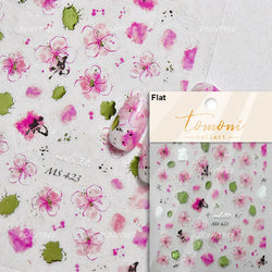 Pink Peach Blossom Flower White Pear Romantic Archaistic Swallow Window Adhesive Nail Art Stickers Rhinestone Manicure Decals (ONLINE ORDER ONLY)
