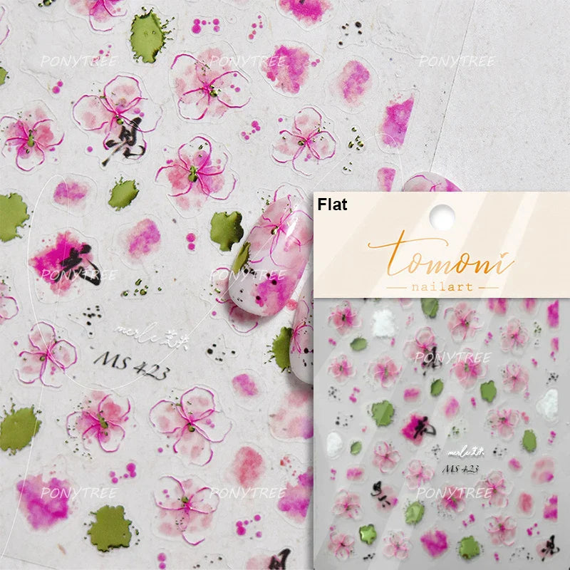 Graceful Peach Blossom Blessing Sachet Pretty Buckle Tassels Pendant Antique Radiant Adhesive Nail Art Stickers Manicure Decals (ONLINE ORDER ONLY)