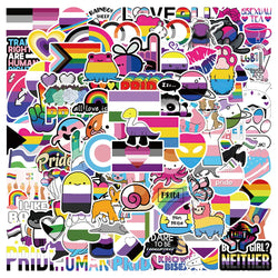 50/100pcs Colorful Cool Cartoon Rainbow LGBTQ Stickers For Laptop Phone Guitar Luggage Diary Waterproof Graffiti Vinyl Decals (ONLINE ORDER ONLY)