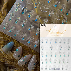 Charming Blue Sparrow Feather Rhinestone Wings Peacock Sparrow Dreamy Jelly Stars Self Adhesive Nail Art Stickers Manicure Decal (ONLINE ORDER ONLY)